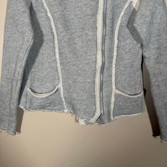 Lucky Brand Lucky Lotus gray raw hem asymmetrical zipper Moto jacket Large - Picture 5 of 9